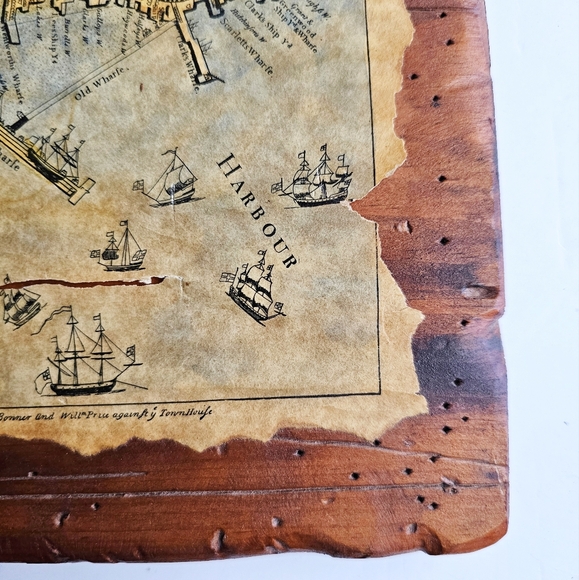 1835 Antique Primitive Map Wood Board Town of Boston New England By John Bonner - Picture 4 of 16